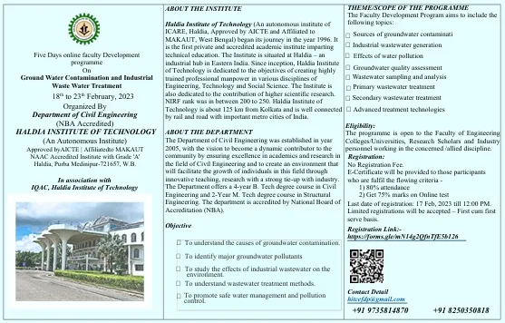 Ground Water Contamination and Industrial Wastewater Treatment