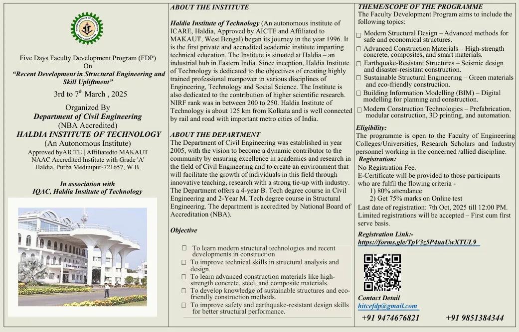 Recent Development in Structural Engineering and Skill Upliftment