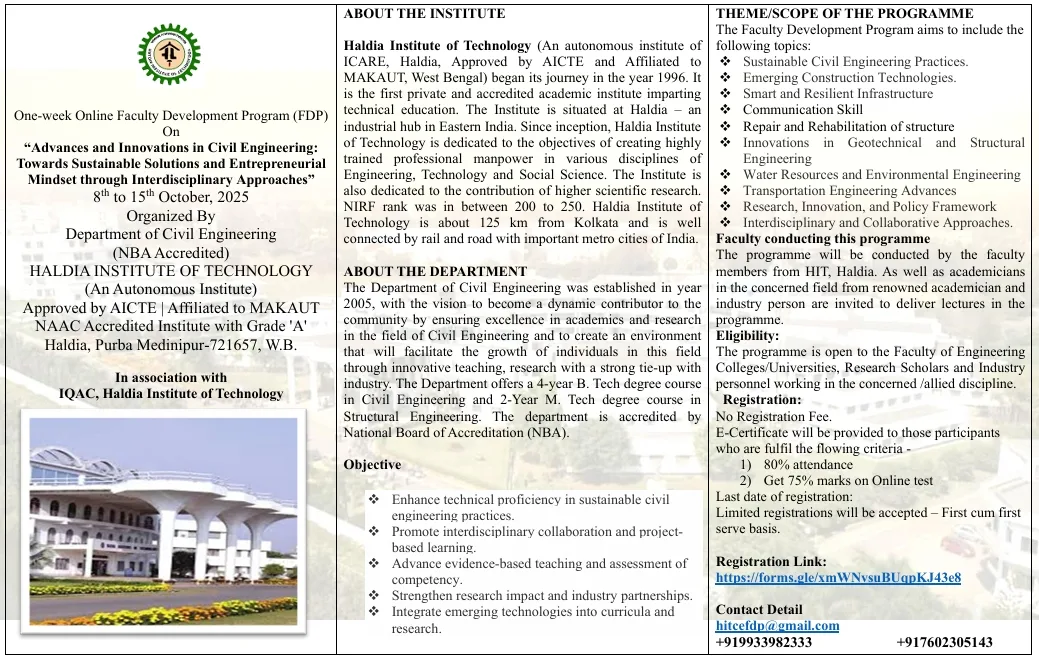 Advances and Innovations in Civil Engineering: Towards Sustainable Solutions and Entrepreneurial Mindset through Interdisciplinary Approaches