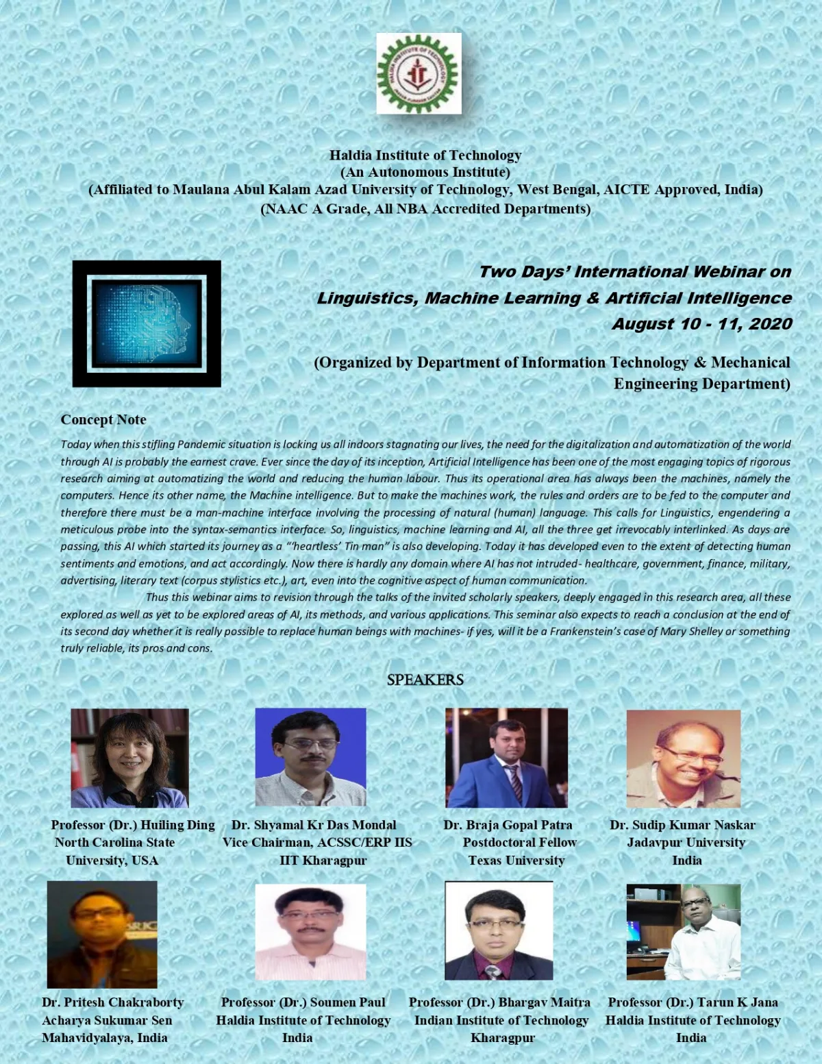 Two Day"s International Webinar on Linguistics, Machine Learning & Artificial Intelligence