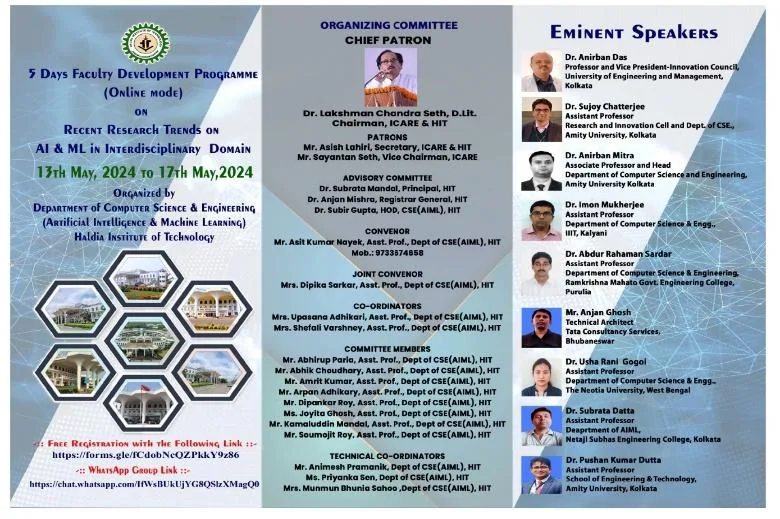 Faculty Development Programme on RECENT RESEARCH TRENDS ON AI & ML IN INTERDISCIPLINARY DOMAIN