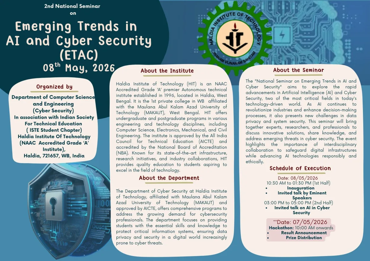 2nd National Seminar on Emerging Trends in AI and Cyber Security (ETAC)